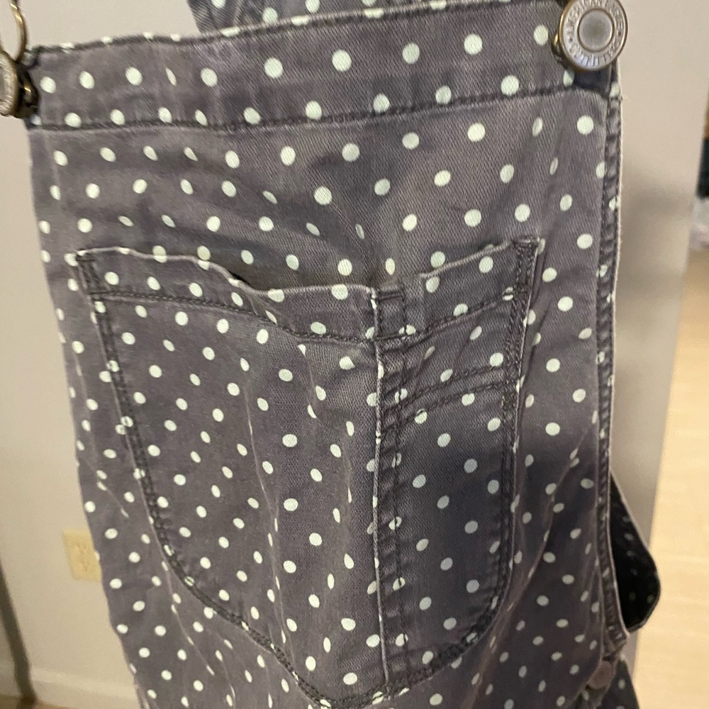 American Eagle Outfitters Gray Polka Dot Overalls - Picture 6 of 7